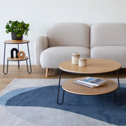 Eugénie coffee table 70cm, natural oak, matt slate grey metal