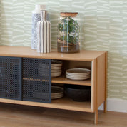 Gabin 162cm sideboard with drawers, natural oak, matt slate grey metal