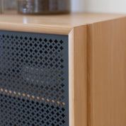 Gabin 162cm sideboard with drawers, natural oak, matt slate grey metal