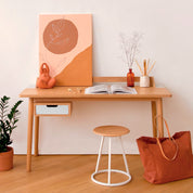 Honoré desk, natural oak, white lacquer
