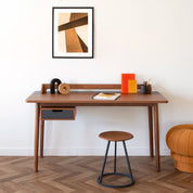 Honoré desk, walnut, slate gray lacquer