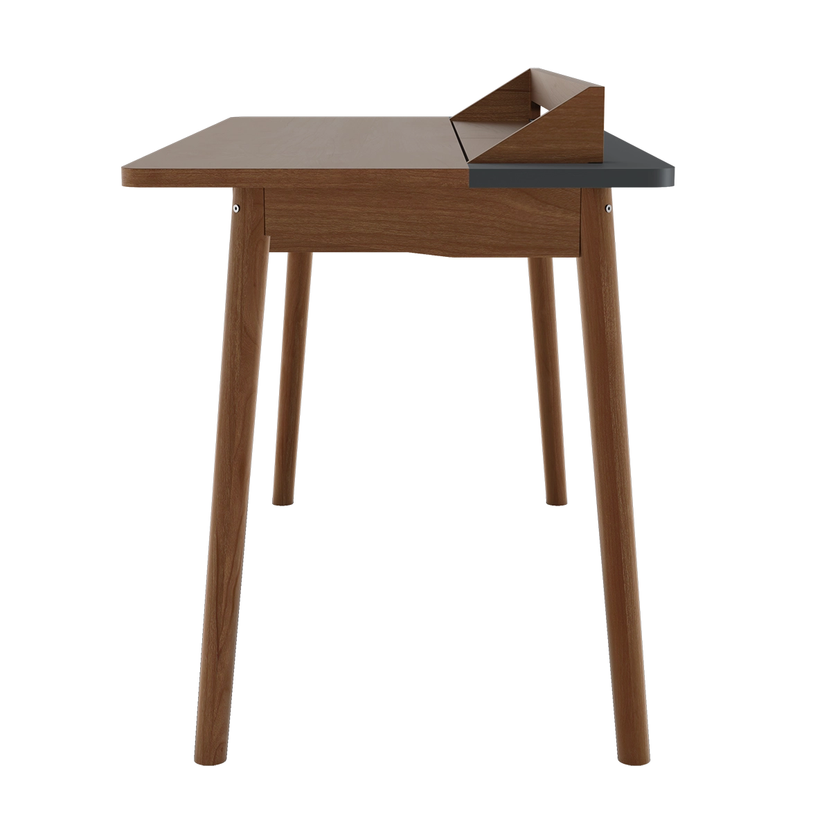 Honoré desk, walnut, slate gray lacquer