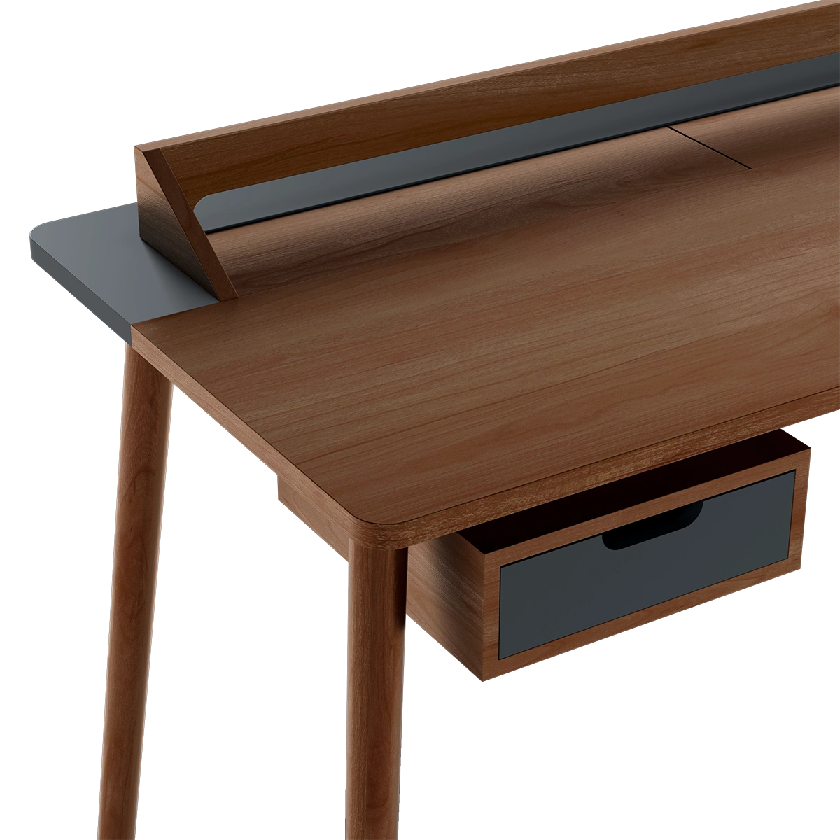 Honoré desk, walnut, slate gray lacquer