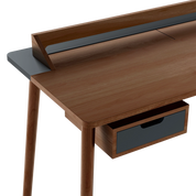 Honoré desk, walnut, slate gray lacquer