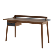 Honoré desk, walnut, slate gray lacquer