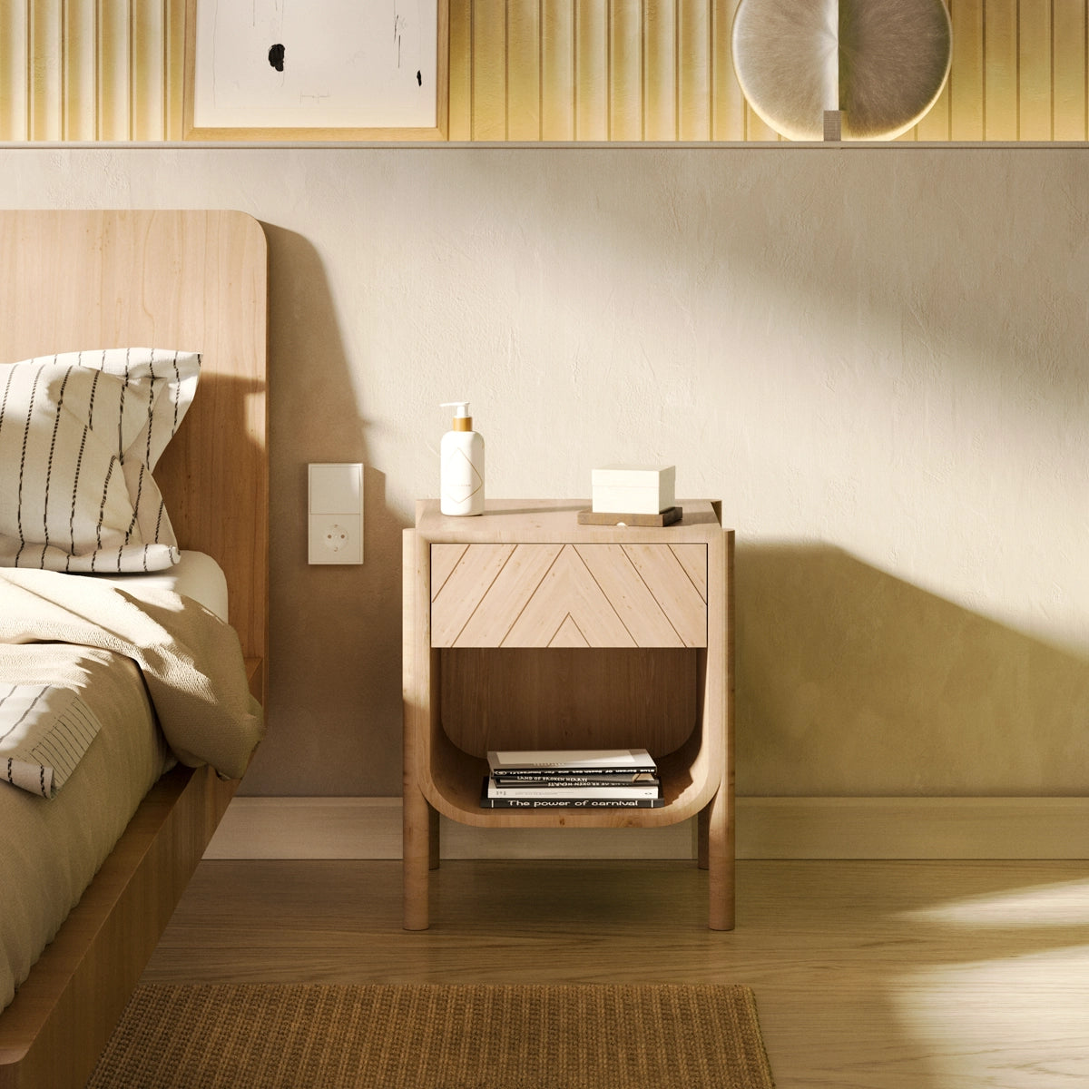 Marius bedside table in natural oak
