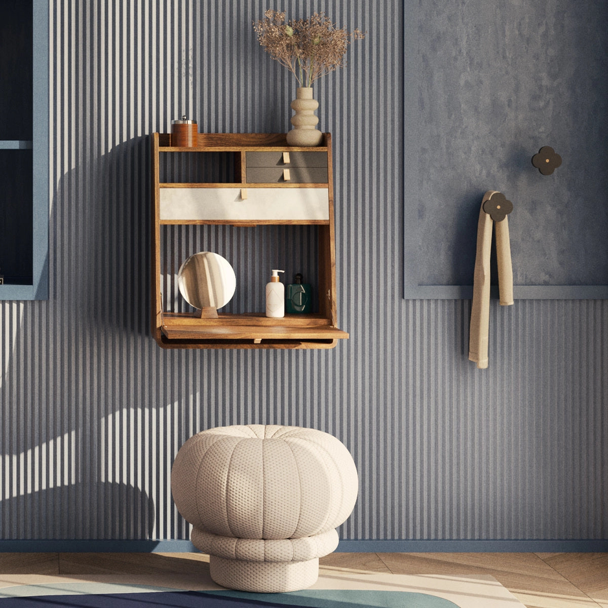 gaston secretaire mural 80 noyer gris ardoise gris clair 5