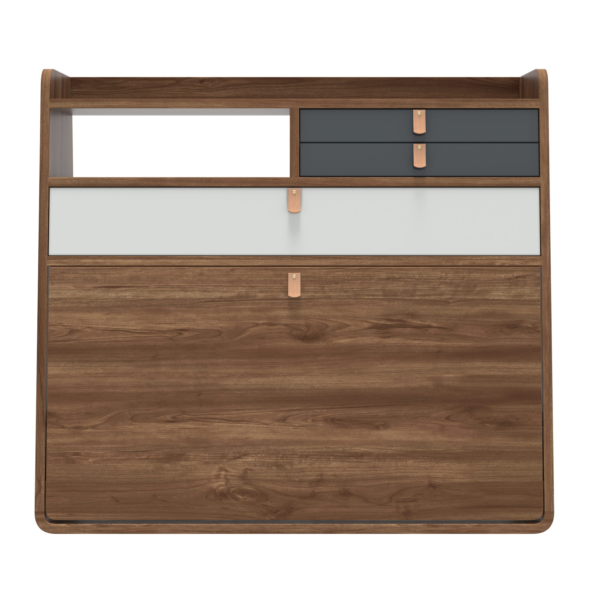 gaston secretaire mural 80 noyer gris ardoise gris clair 2