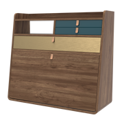 gaston secretaire mural 80 noyer bleu petrole laiton 1