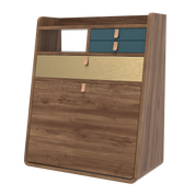 gaston secretaire mural 60 noyer bleu petrole laiton 1