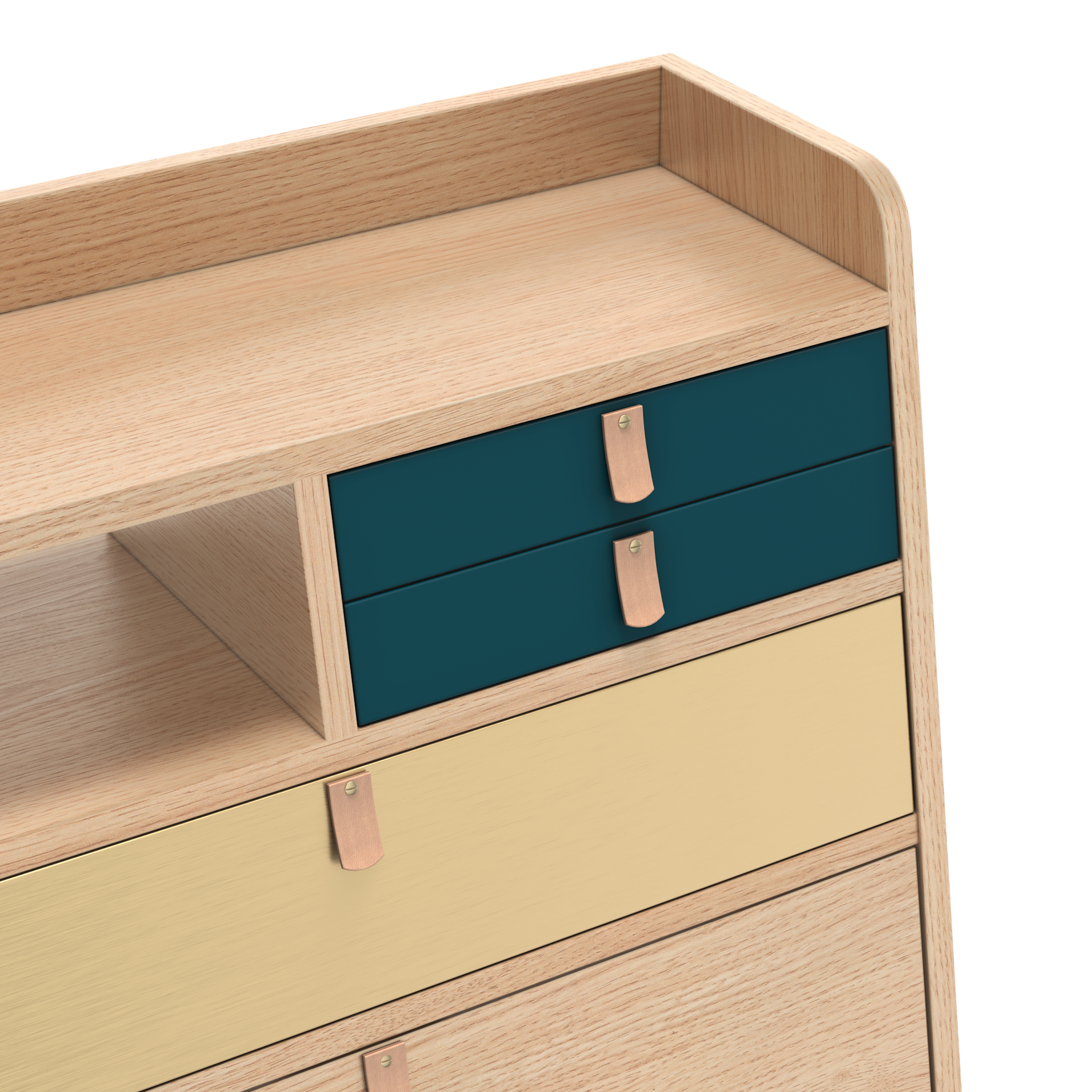 gaston secretaire mural 60 chene bleu petrole laiton 3