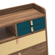 gaston secretaire mural 60 noyer bleu petrole laiton 3
