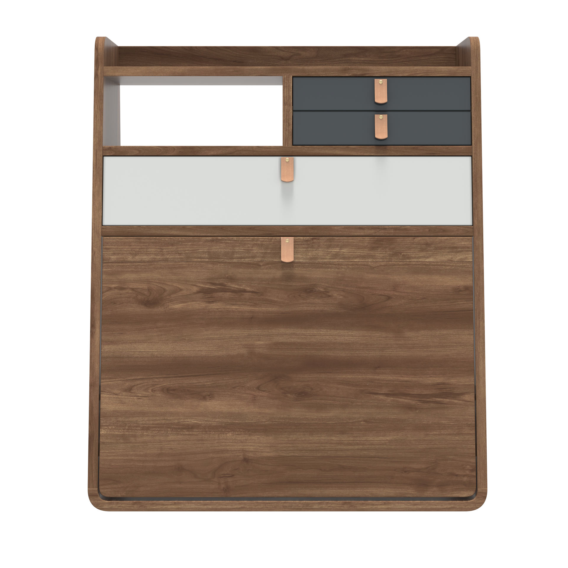 gaston secretaire mural 60 noyer gris ardoise gris clair 2