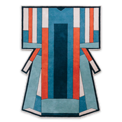 Ines blue/terracotta rug 170x240cm, New Zealand wool